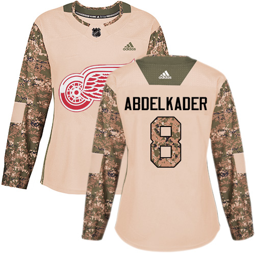 Adidas Red Wings #8 Justin Abdelkader Camo Authentic 2017 Veterans Day Women's Stitched NHL Jersey