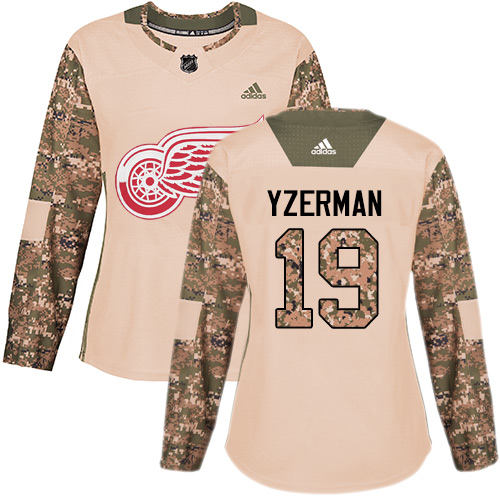 Adidas Red Wings #19 Steve Yzerman Camo Authentic 2017 Veterans Day Women's Stitched NHL Jersey