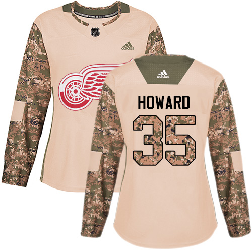 Adidas Red Wings #35 Jimmy Howard Camo Authentic 2017 Veterans Day Women's Stitched NHL Jersey