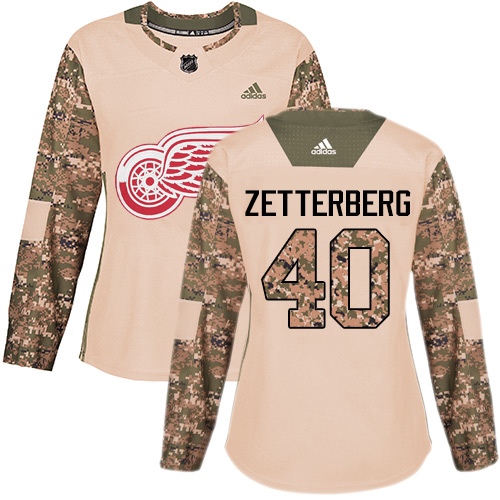 Adidas Red Wings #40 Henrik Zetterberg Camo Authentic 2017 Veterans Day Women's Stitched NHL Jersey