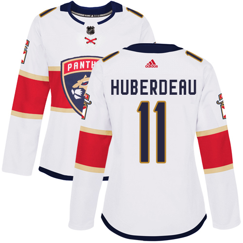 Adidas Panthers #11 Jonathan Huberdeau White Road Authentic Women's Stitched NHL Jersey