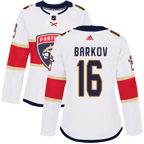 Adidas Panthers #16 Aleksander Barkov White Road Authentic Women's Stitched NHL Jersey - Click Image to Close