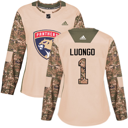 Adidas Panthers #1 Roberto Luongo Camo Authentic 2017 Veterans Day Women's Stitched NHL Jersey