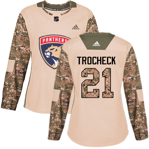 Adidas Panthers #21 Vincent Trocheck Camo Authentic 2017 Veterans Day Women's Stitched NHL Jersey