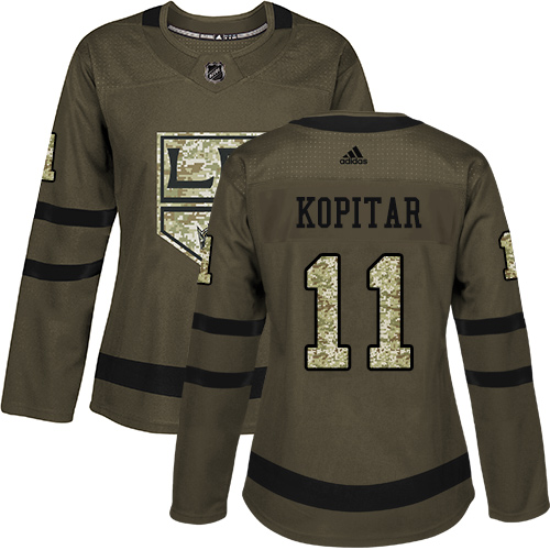 Adidas Kings #11 Anze Kopitar Green Salute to Service Women's Stitched NHL Jersey