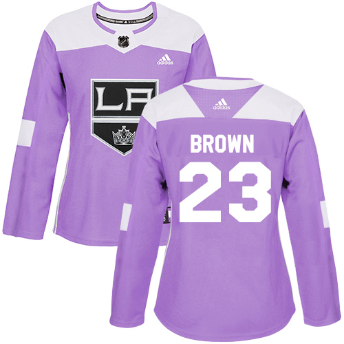 Adidas Kings #23 Dustin Brown Purple Authentic Fights Cancer Women's Stitched NHL Jersey