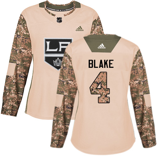 Adidas Kings #4 Rob Blake Camo Authentic 2017 Veterans Day Women's Stitched NHL Jersey