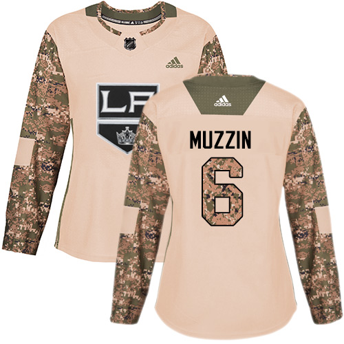 Adidas Kings #6 Jake Muzzin Camo Authentic 2017 Veterans Day Women's Stitched NHL Jersey