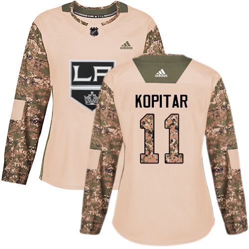 Adidas Kings #11 Anze Kopitar Camo Authentic 2017 Veterans Day Women's Stitched NHL Jersey - Click Image to Close