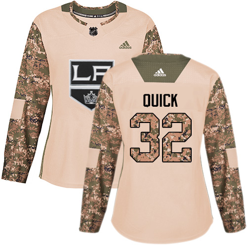 Adidas Kings #32 Jonathan Quick Camo Authentic 2017 Veterans Day Women's Stitched NHL Jersey