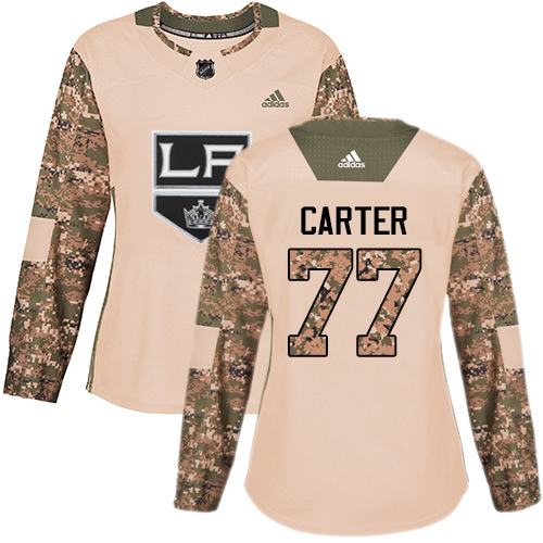 Adidas Kings #77 Jeff Carter Camo Authentic 2017 Veterans Day Women's Stitched NHL Jersey