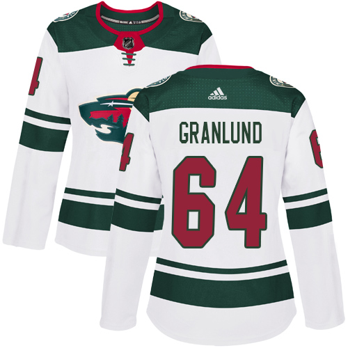 Adidas Wild #64 Mikael Granlund White Road Authentic Women's Stitched NHL Jersey - Click Image to Close