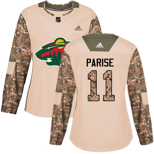 Adidas Wild #11 Zach Parise Camo Authentic 2017 Veterans Day Women's Stitched NHL Jersey