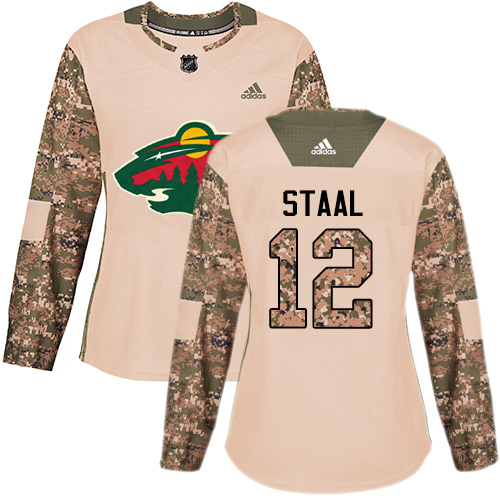 Adidas Wild #12 Eric Staal Camo Authentic 2017 Veterans Day Women's Stitched NHL Jersey