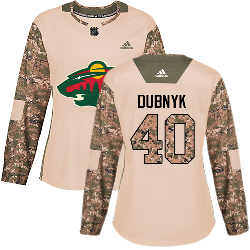 Adidas Wild #40 Devan Dubnyk Camo Authentic 2017 Veterans Day Women's Stitched NHL Jersey - Click Image to Close