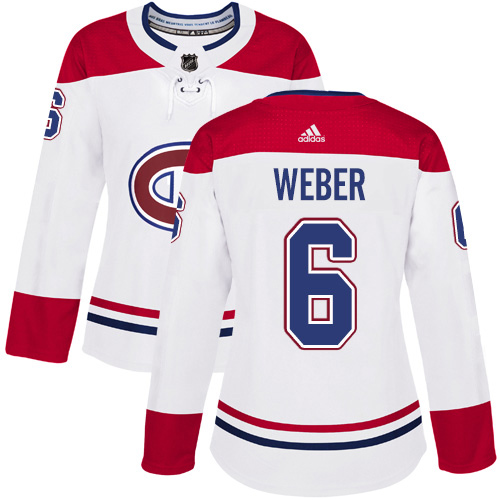 Adidas Canadiens #6 Shea Weber White Road Authentic Women's Stitched NHL Jersey