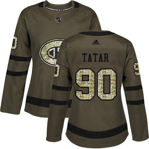 Adidas Canadiens #90 Tomas Tatar Green Salute to Service Women's Stitched NHL Jersey