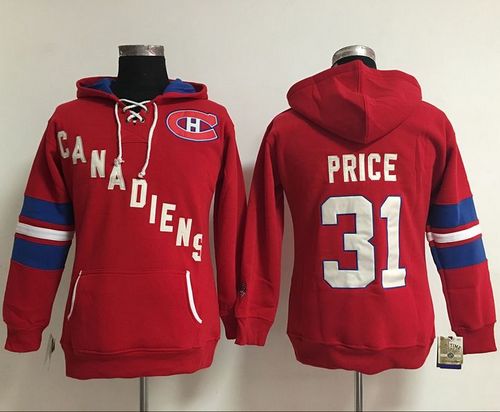 Montreal Canadiens #31 Carey Price Red Women's Old Time Heidi NHL Hoodie - Click Image to Close