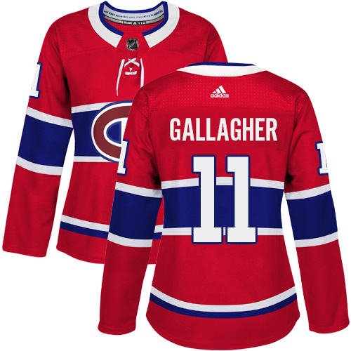 Adidas Canadiens #11 Brendan Gallagher Red Home Authentic Women's Stitched NHL Jersey