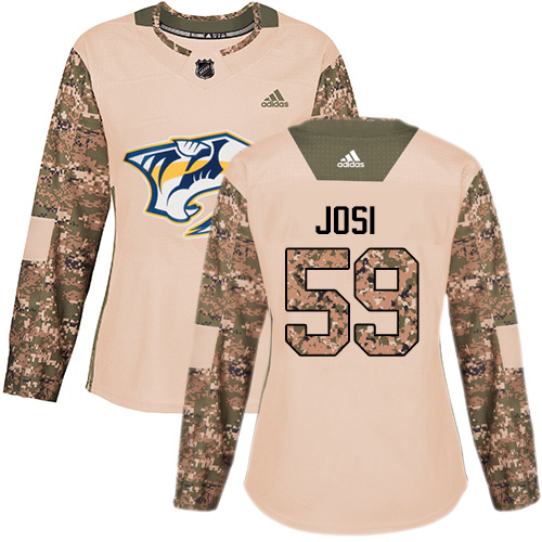 Adidas Predators #59 Roman Josi Camo Authentic 2017 Veterans Day Women's Stitched NHL Jersey