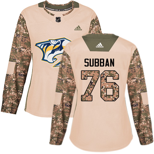 Adidas Predators #76 P.K Subban Camo Authentic 2017 Veterans Day Women's Stitched NHL Jersey