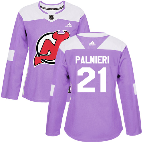 Adidas Devils #21 Kyle Palmieri Purple Authentic Fights Cancer Women's Stitched NHL Jersey - Click Image to Close