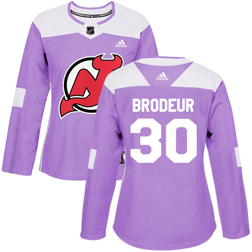 Adidas Devils #30 Martin Brodeur Purple Authentic Fights Cancer Women's Stitched NHL Jersey