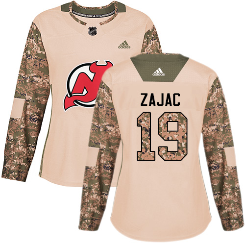 Adidas Devils #19 Travis Zajac Camo Authentic 2017 Veterans Day Women's Stitched NHL Jersey