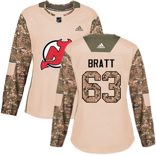 Adidas Devils #63 Jesper Bratt Camo Authentic 2017 Veterans Day Women's Stitched NHL Jersey