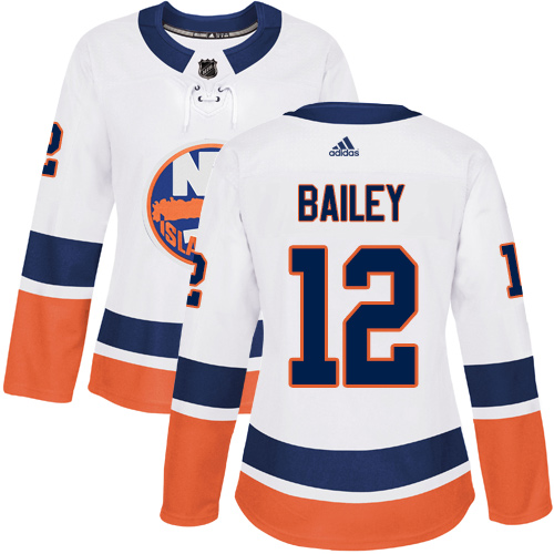 Adidas Islanders #12 Josh Bailey White Road Authentic Women's Stitched NHL Jersey - Click Image to Close