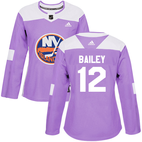 Adidas Islanders #12 Josh Bailey Purple Authentic Fights Cancer Women's Stitched NHL Jersey - Click Image to Close