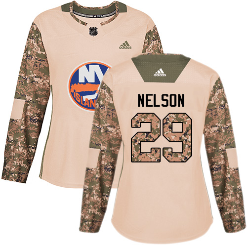 Adidas Islanders #29 Brock Nelson Camo Authentic 2017 Veterans Day Women's Stitched NHL Jersey