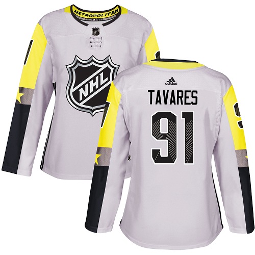 Adidas Islanders #91 John Tavares Gray 2018 All-Star Metro Division Authentic Women's Stitched NHL Jersey - Click Image to Close