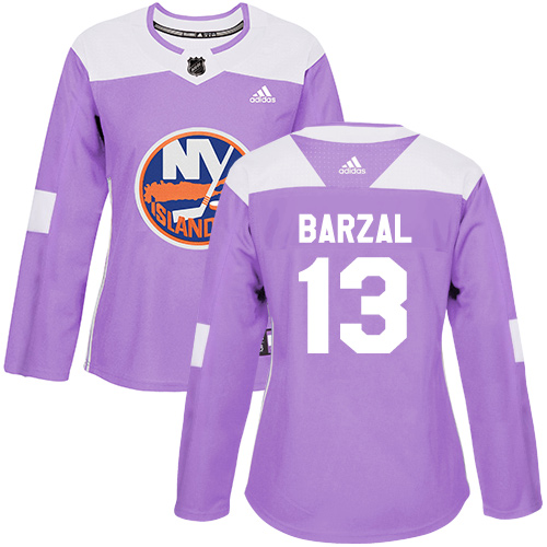 Adidas Islanders #13 Mathew Barzal Purple Authentic Fights Cancer Women's Stitched NHL Jersey