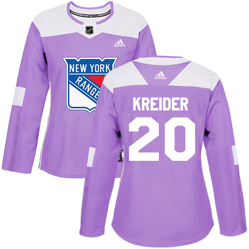 Adidas Rangers #20 Chris Kreider Purple Authentic Fights Cancer Women's Stitched NHL Jersey - Click Image to Close