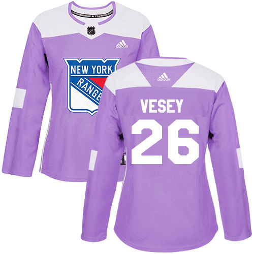 Adidas Rangers #26 Jimmy Vesey Purple Authentic Fights Cancer Women's Stitched NHL Jersey - Click Image to Close