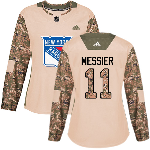 Adidas Rangers #11 Mark Messier Camo Authentic 2017 Veterans Day Women's Stitched NHL Jersey