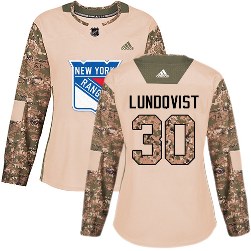 Adidas Rangers #30 Henrik Lundqvist Camo Authentic 2017 Veterans Day Women's Stitched NHL Jersey