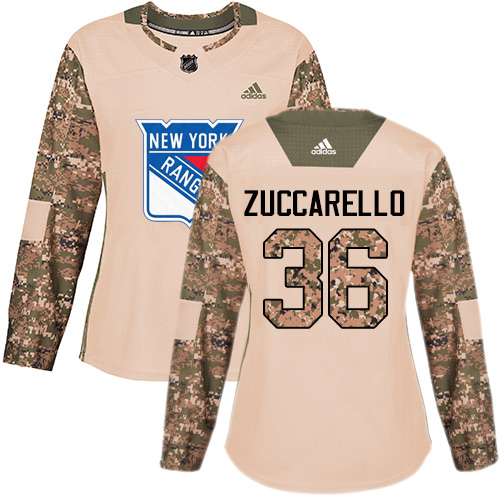 Adidas Rangers #36 Mats Zuccarello Camo Authentic 2017 Veterans Day Women's Stitched NHL Jersey