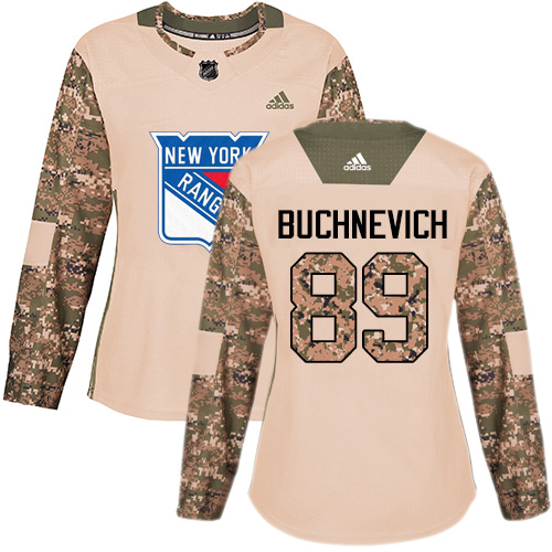 Adidas Rangers #89 Pavel Buchnevich Camo Authentic 2017 Veterans Day Women's Stitched NHL Jersey