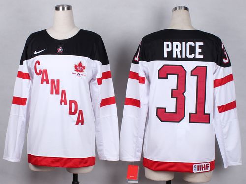 Team Canada #31 Carey Price White 100th Anniversary Women's Stitched NHL Jersey - Click Image to Close