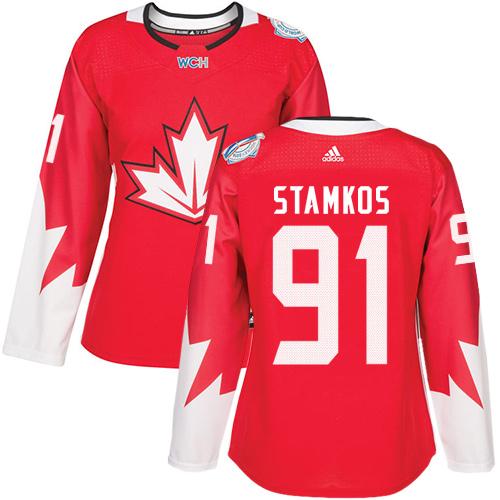 Team Canada #91 Steven Stamkos Red 2016 World Cup Women's Stitched NHL Jersey - Click Image to Close