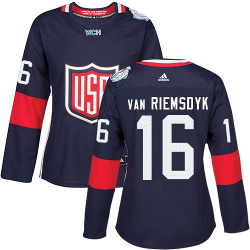 Team USA #16 James van Riemsdyk Navy Blue 2016 World Cup Women's Stitched NHL Jersey - Click Image to Close