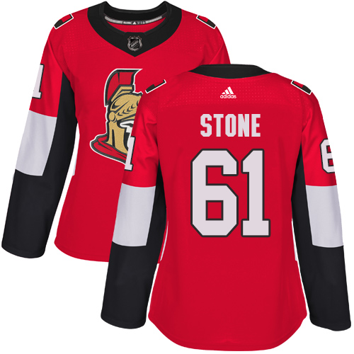 Adidas Senators #61 Mark Stone Red Home Authentic Women's Stitched NHL Jersey - Click Image to Close