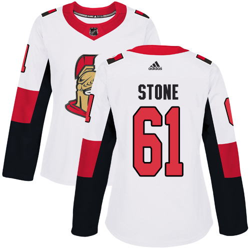 Adidas Senators #61 Mark Stone White Road Authentic Women's Stitched NHL Jersey - Click Image to Close