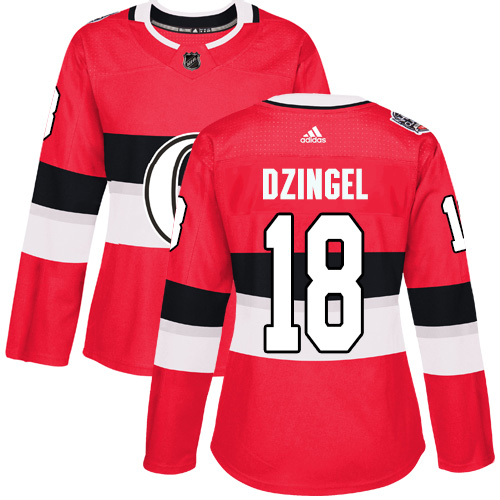 Adidas Senators #18 Ryan Dzingel Red Authentic 2017 100 Classic Women's Stitched NHL Jersey - Click Image to Close