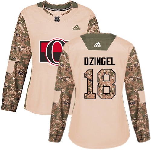 Adidas Senators #18 Ryan Dzingel Camo Authentic 2017 Veterans Day Women's Stitched NHL Jersey