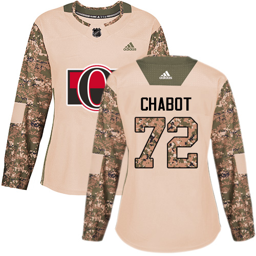 Adidas Senators #72 Thomas Chabot Camo Authentic 2017 Veterans Day Women's Stitched NHL Jersey