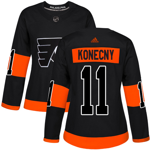 Adidas Flyers #11 Travis Konecny Black Alternate Authentic Women's Stitched NHL Jersey