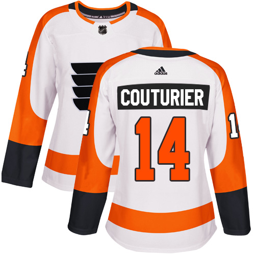 Adidas Flyers #14 Sean Couturier White Road Authentic Women's Stitched NHL Jersey - Click Image to Close